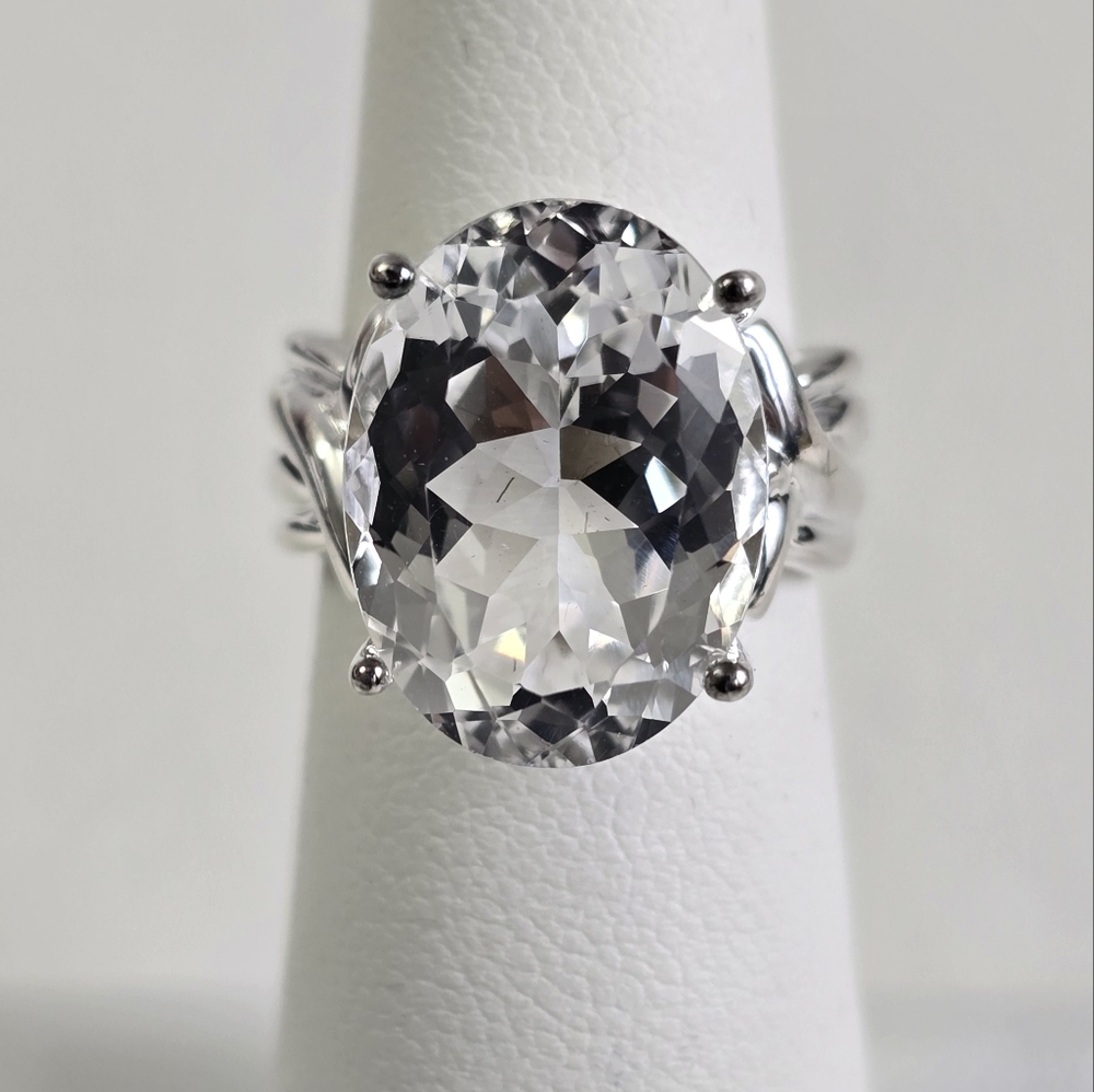 Radiant Elegance: Sterling Silver Diamond Simulant Ring